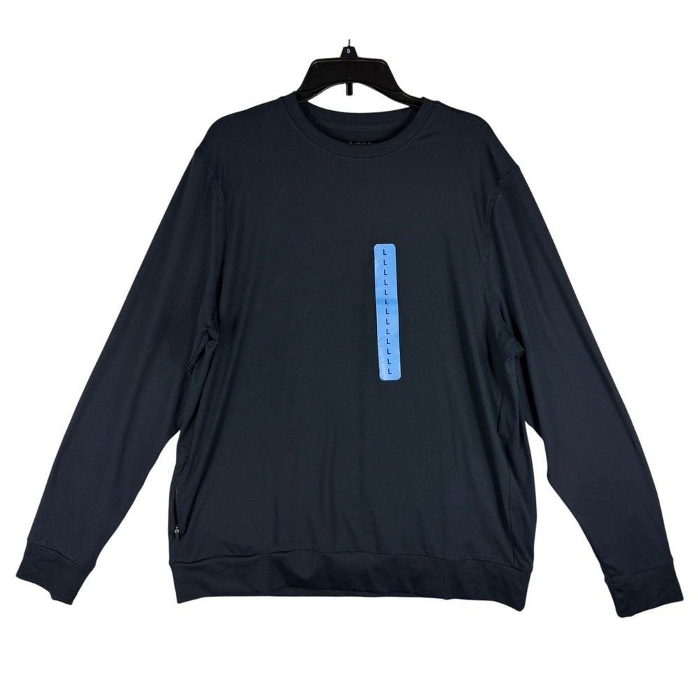 Members Mark Mens Favorite Soft Pullover Black Long Sleeve Crew Neck Large NEW
